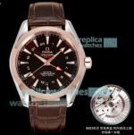 OVS Factory 1:1 Clone Omega Seamaster Aqua Terra GMT Rose Gold Brown Dial Watch 